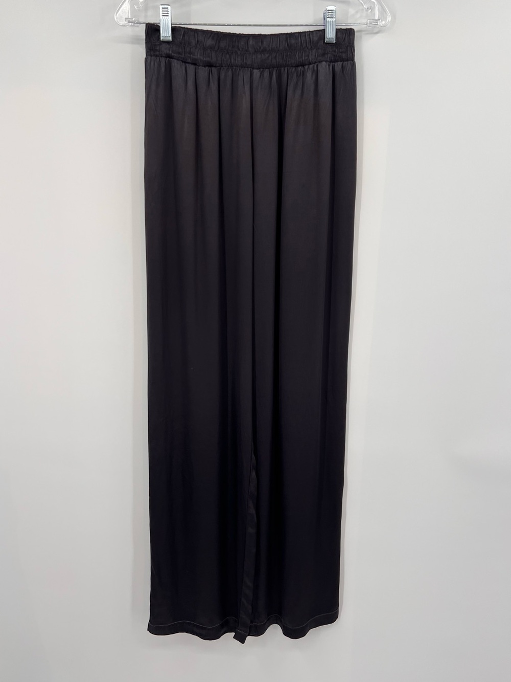 Stark X satin silky rayon wide leg pull on pants Black S